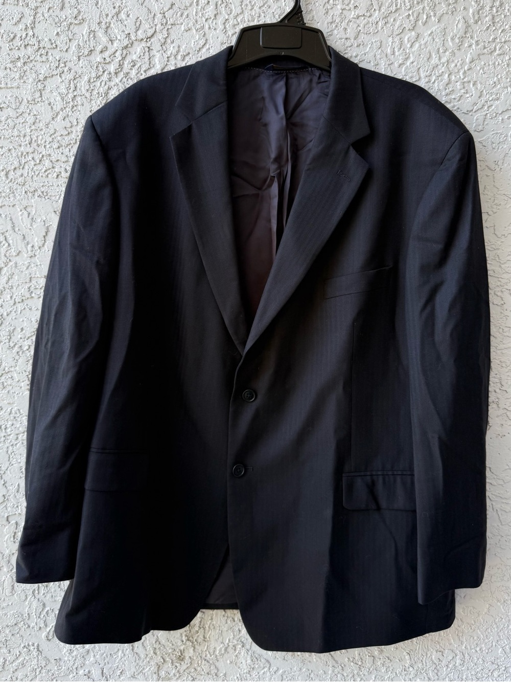 Brooks Brothers Black Mens Two Button Blazer Jacket Black Wool Size 50 RG